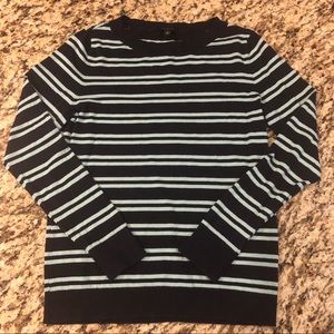 Talbots crew neck striped sweater, medium, navy